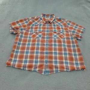 Ariat Orange and Blue Plaid Short Sleeve Button-Down Shirt